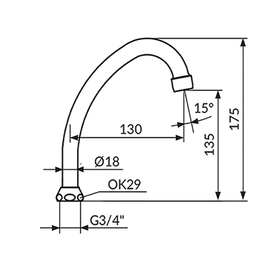 Slika Izliv J 130-18 mm sa perlatorom PIJ13018