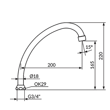 Slika Izliv J 200-18 mm sa perlatorom PIJ20018