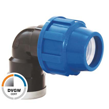 PP kompresiono koleno sa unutrašnjim navojem za PE cevi