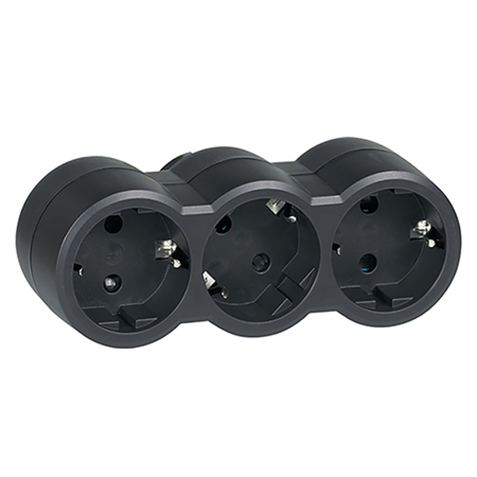 Slika Blok utičnica Legrand 3×2P+E 16A 250V horizontalna crna 694574