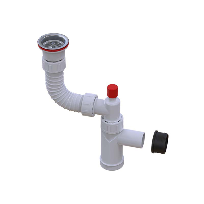 Slika Sifon za jednodelnu sudoperu KRUTI 1/1 ISAFLEX (230 300) – sa priključkom za mašinu