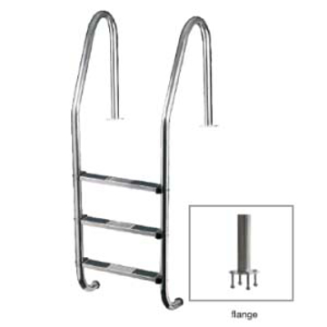 Bazenske merdevine od nerđajućeg čelika AISI 304 sa 3 protivklizna stepenika i flanša montažom