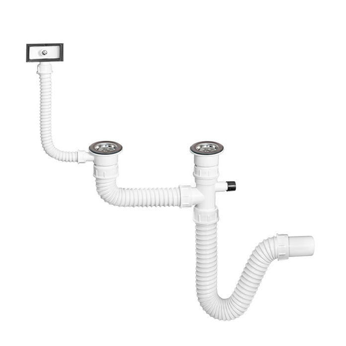 Slika Sifon sudopere fleksibilni sa prelivom i priključkom za mašinu dvodelni S-00007