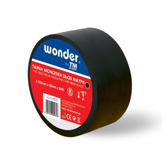 Slika Traka izolir crna WONDER 0,125x38 mm 20 m