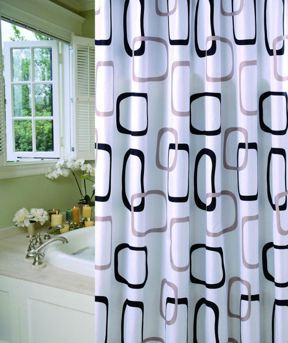 Slika Zavesa za kupatilo 2000x1800 mm kvadratići crno/braon MZ 003