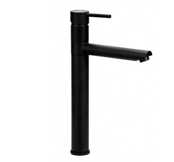 Visoka crna baterija za lavabo Minotti Tubo Dark Elegance 6119B za nadgradni lavabo